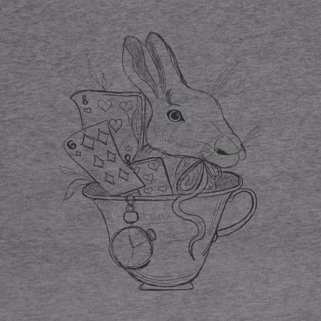 The white Rabbit in a mug by Carriefamous